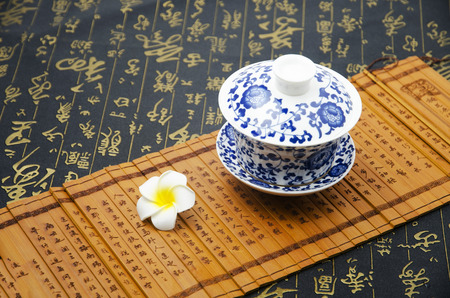 Blue and white porcelain cupのeditorial素材