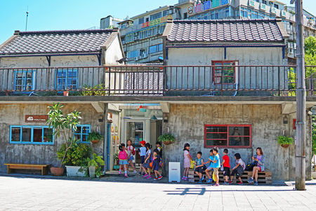 Taipei , Taiwan - July 28 , 2019 : Four four south Village simple Market.のeditorial素材