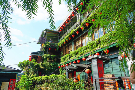 New Taipei City , Taiwan - July 28 , 2019 : A-mei tea house at Jiufen Old street.のeditorial素材