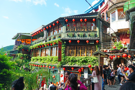 New Taipei City , Taiwan - July 28 , 2019 : A-mei tea house at Jiufen Old street.のeditorial素材