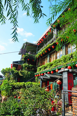 New Taipei City , Taiwan - July 28 , 2019 : A-mei tea house at Jiufen Old street.のeditorial素材