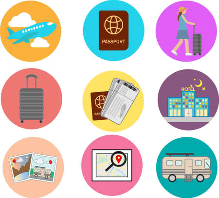 Travel flat icon set vectorのイラスト素材