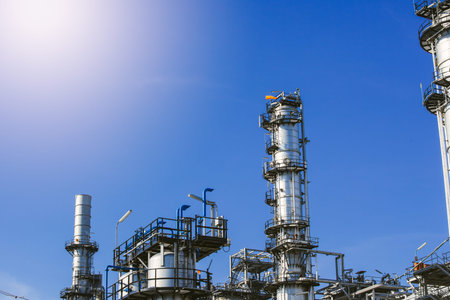 Industrial zone,The equipment of oil refining,Close-up of industrial pipelines of an oil-refinery...