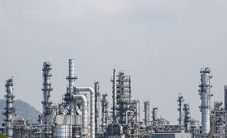 Industrial zone,The equipment of oil refining,Close-up of industrial pipelines of an oil-refinery plant,Detail of oil pipeline with valves in large oil refinery.の写真素材