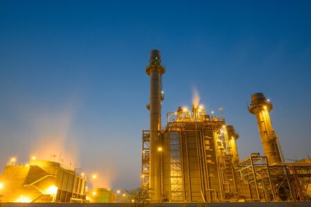 Glow light of petrochemical industry on sunset and Twilight sky ,Power plant,Energy power station areaの写真素材