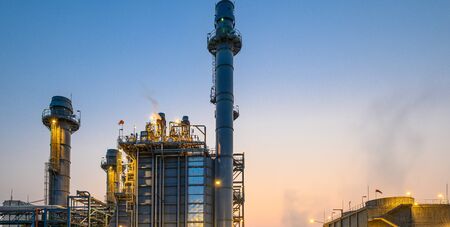 Glow light of petrochemical industry on sunset and Twilight sky ,Power plant,Energy power station areaの写真素材