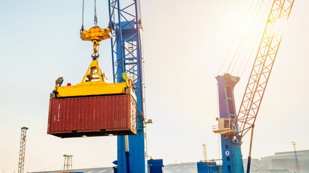 Business Logistics concept,Truck in container depot in import and export area at port,Container...