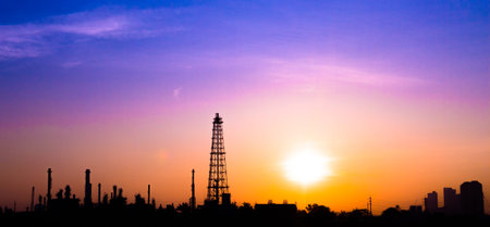 Oil refinery or petrochemical industry with ship in thailand. for Logistic Import Export background.
