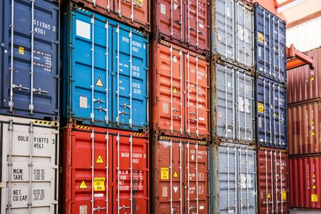 Containers box from Cargo freight ship for import export,logistic conceptのeditorial素材