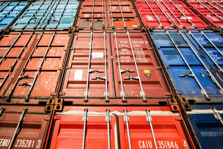 Containers box from Cargo freight ship for import export,logistic conceptのeditorial素材