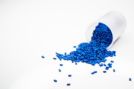 Plastic granules close up for holding,Colorful Plastic granules with white background.の写真素材