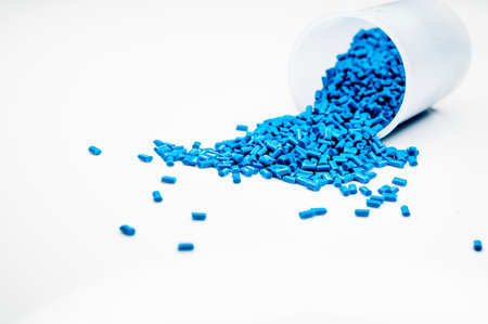 Plastic granules close up for holding,Colorful Plastic granules with white background.の写真素材