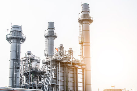 Industrial zone,The equipment of oil refining,Close-up of industrial pipelines of an oil-refinery plant,Detail of oil pipeline with valves in large oil refinery.の写真素材