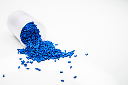 Plastic granules close up for holding,Colorful Plastic granules with white background.の写真素材