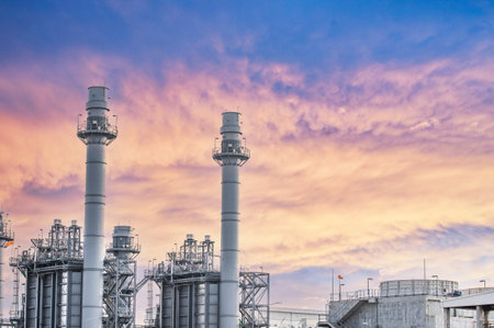 Industrial zone,The equipment of oil refining,Close-up of industrial pipelines of an oil-refinery plant,Detail of oil pipeline with valves in large oil refinery.の写真素材
