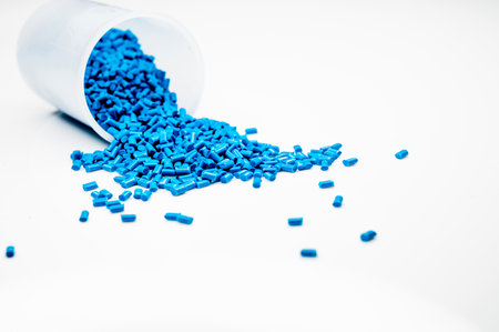 Plastic granules close up for holding,Colorful Plastic granules with white background.の写真素材