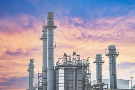 Industrial zone,The equipment of oil refining,Close-up of industrial pipelines of an oil-refinery plant,Detail of oil pipeline with valves in large oil refinery.の写真素材