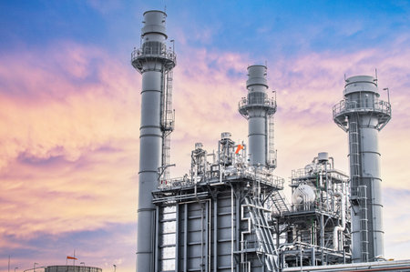 Industrial zone,The equipment of oil refining,Close-up of industrial pipelines of an oil-refinery plant,Detail of oil pipeline with valves in large oil refinery.の写真素材