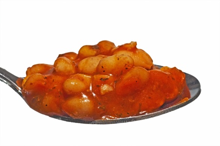 baked beans in a spoonの写真素材