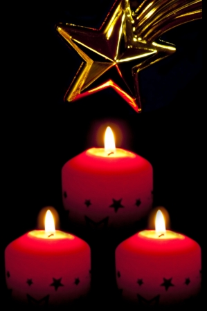 candles with star of Bethlehemの写真素材