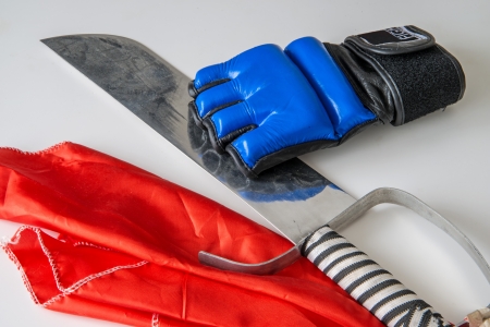 Kungfu saber and boxing gloveの写真素材