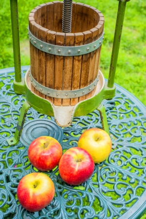 apples with old fruit pressの写真素材