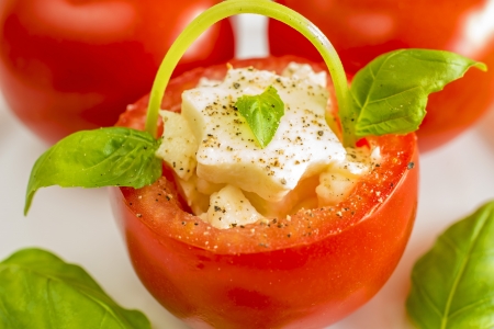 tomato basket with mozarellaの写真素材