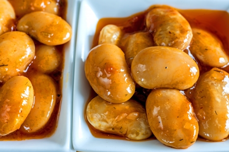 appetizer white beans with tomato sauceの写真素材