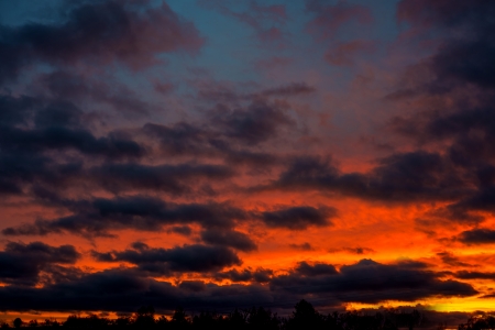 sunset with afterglowの写真素材