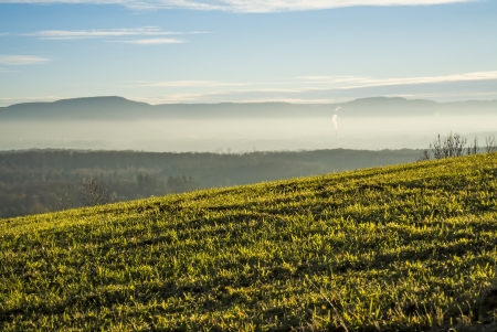German mountains in high fogの写真素材