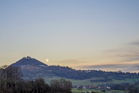 Moon over a hillの写真素材
