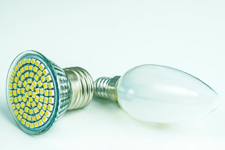 Light bulbs, old and modern LEDの写真素材