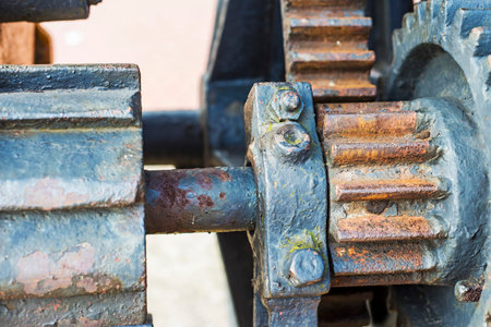 rusty gear-wheel of a port crane