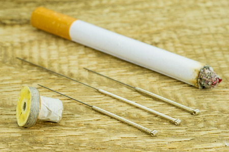 Acupuncture to stop smokingの写真素材