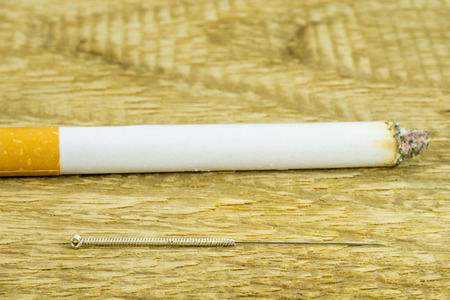 Acupuncture to stop smokingの写真素材