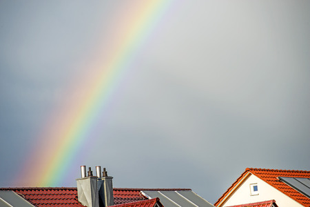 rainbow in the cityの写真素材
