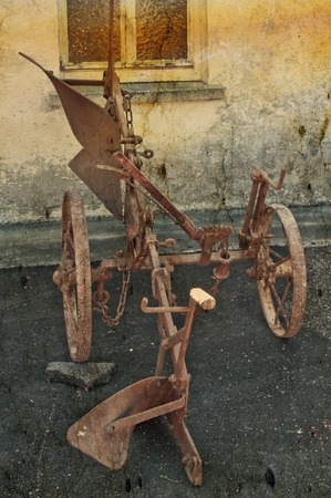 antique agriculture machine ploughの写真素材