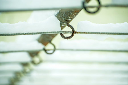 clothes line in snowの写真素材