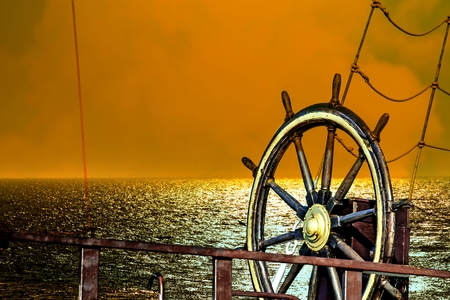 Sunset on a boatの写真素材