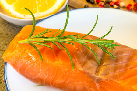 Raw salmon fillet