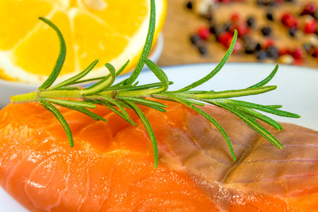 Raw salmon fillet