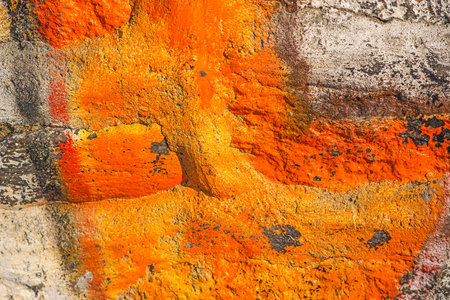 old wall painted with orange color