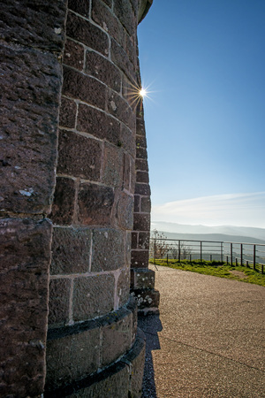 Church wall in back lightingの写真素材