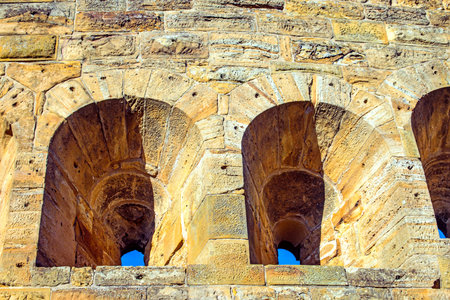 medieval wall of a castleの写真素材