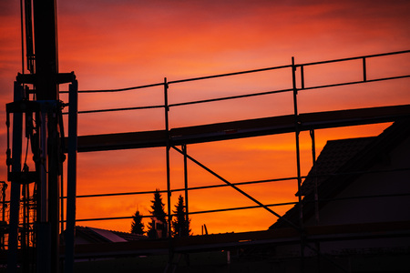 Crane at dawnの写真素材