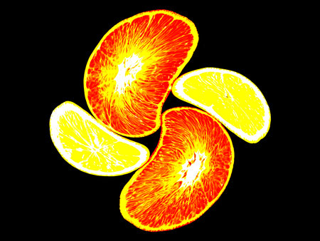 orange, citron with black backgroundの写真素材