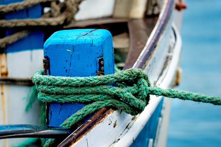 Mooring line of a trawlerの写真素材