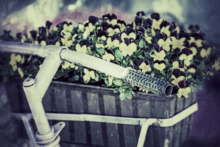 bicycle with flowers in retro styleの写真素材