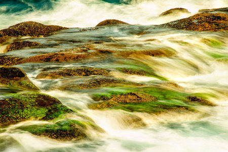 surf of the atlantic ocean in long time exposure