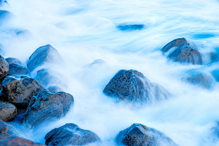 surf of the atlantic ocean in long time exposure